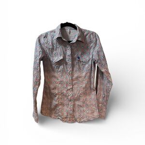 Cinch Women’s Medium Western Snap Shirt Geometric Print Long Sleeve